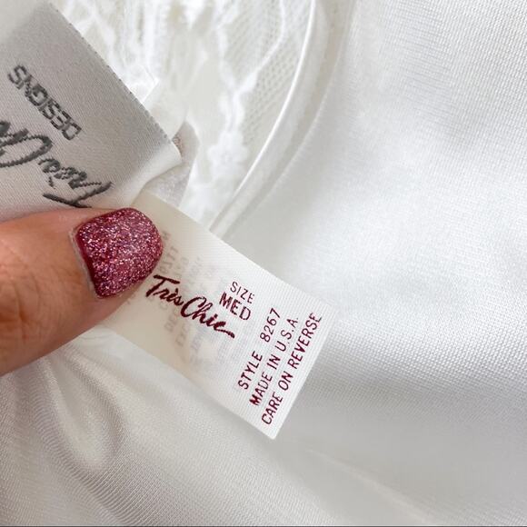 Tres Chic Designs Vintage White Lace Lingerie Chemise Slip M - Picture 10 of 14